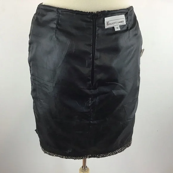 Elliot Lauren Black, White and tan wool blend fully lined Tweed Skirt Size 2 - Picture 10 of 11